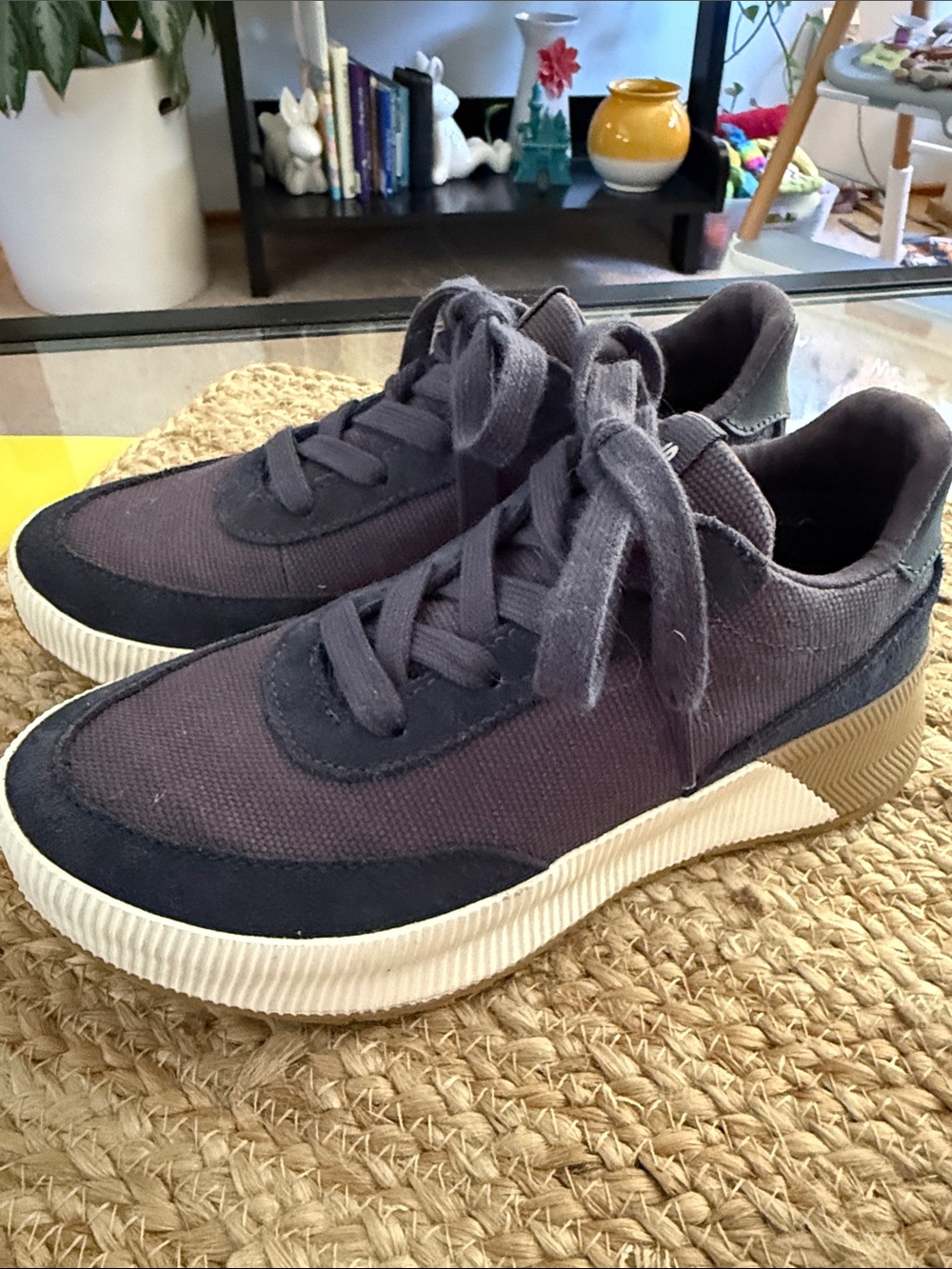 Sorel Navy Blue Canvas & Gum Rubber Sole Sneakers